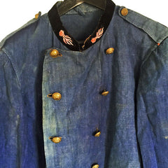 Heavy Linen French Fireman's Tunic Circa 1880, front detail