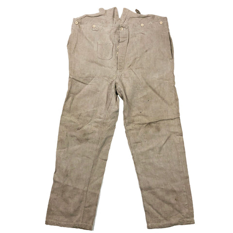1940s German Trellis HBT Linen Work Trousers WWII