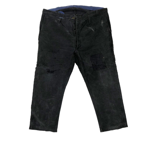 Patchwork French Black Moleskin Work Trousers