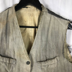 1930s Repaired French Moleskin Workwear Vest Chateau de Gilet
