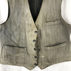 C1930 French Moleskin Pinstripe Workwear Vest Gilet de Chateau