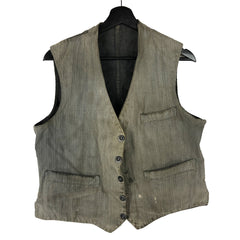 C1930 French Moleskin Pinstripe Workwear Vest Gilet de Chateau
