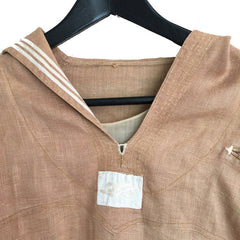1920s Two-Piece Linen Middy Patched Sailor Styled Blouse & Skirt