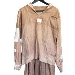 1920s Two-Piece Linen Middy Patched Sailor Styled Blouse & Skirt