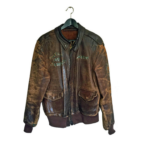 Painted 100 Bomber Squad Russet Leather A2 Jacket