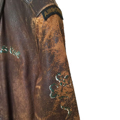 Painted 100 Bomber Squad Russet Leather A2 Jacket
