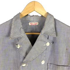 Vintage Leclerc French Checkered Butcher's Work Jacket
