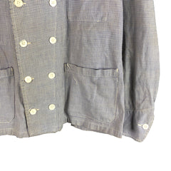 Vintage Leclerc French Checkered Butcher's Work Jacket