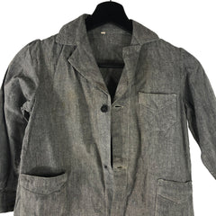 Vintage French Charcoal Salt & Pepper Work Jacket Lab Coat