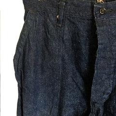 US Navy WWII Indigo Denim Trousers, Jeans, fly detail 2