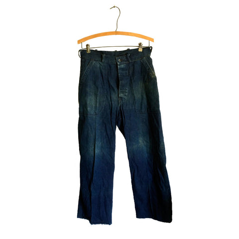 Button Fly US Navy Indigo Denim Trousers