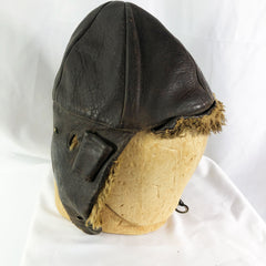 Fur Lined WW1 French Aviator Pilot's Leather Helmet