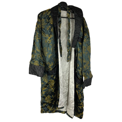 C1950 Japanese Silk Souvenir Smoking Jacket Kimono