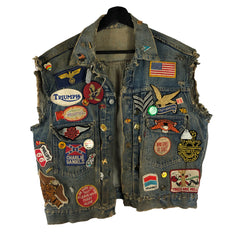 Big E 2nd Pattern Levi's Denim Jacket Motorcycle Cutdown Vest Patched