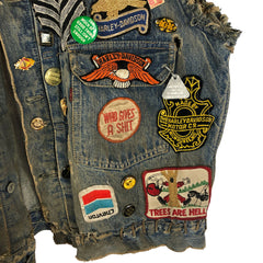 Big E 2nd Pattern Levi's Denim Jacket Motorcycle Cutdown Vest Patched