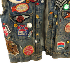 Big E 2nd Pattern Levi's Denim Jacket Motorcycle Cutdown Vest Patched