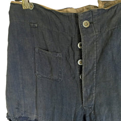 Buckle-Back German Luftwaffe Drill Work Trousers, fly