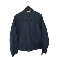 Prison Made Indigo Denim Zip-up Chore Jacket, front