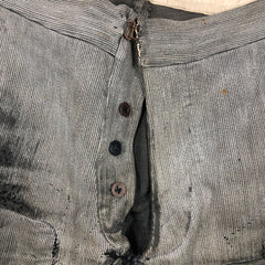 Vintage Buckle Back Repaired & Patched French Work Pants