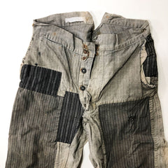 C1920 French Pinstripe Workwear Patchwork Trousers