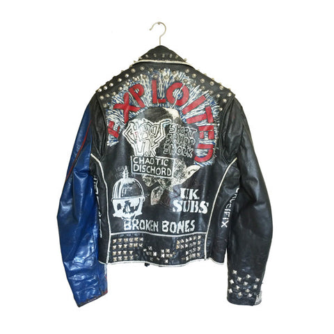 Exploited Painted And Studded Punk Leather Jacket