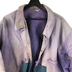 Distressed Patched and Repaired French Dyed Moleskin Work Jacket