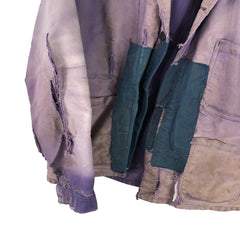 Distressed Patched and Repaired French Dyed Moleskin Work Jacket