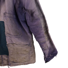 Distressed Patched and Repaired French Dyed Moleskin Work Jacket