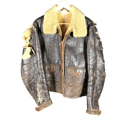 German Luftwaffe High Altitude Leather Sheepskin Flight Jacket Distressed