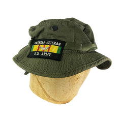 Ripstop US Army Boonie Hat w/ Vietnam Veteran Patch & Wings