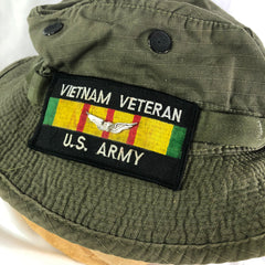 Ripstop US Army Boonie Hat w/ Vietnam Veteran Patch & Wings