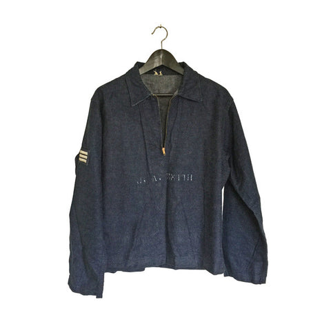 Stenciled US Navy Raw Indigo Denim Pullover